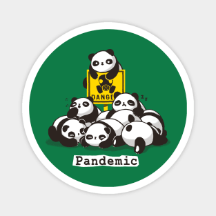 Pandemic Pun - Cute Panda Gang - Biohazard Danger Sign Magnet